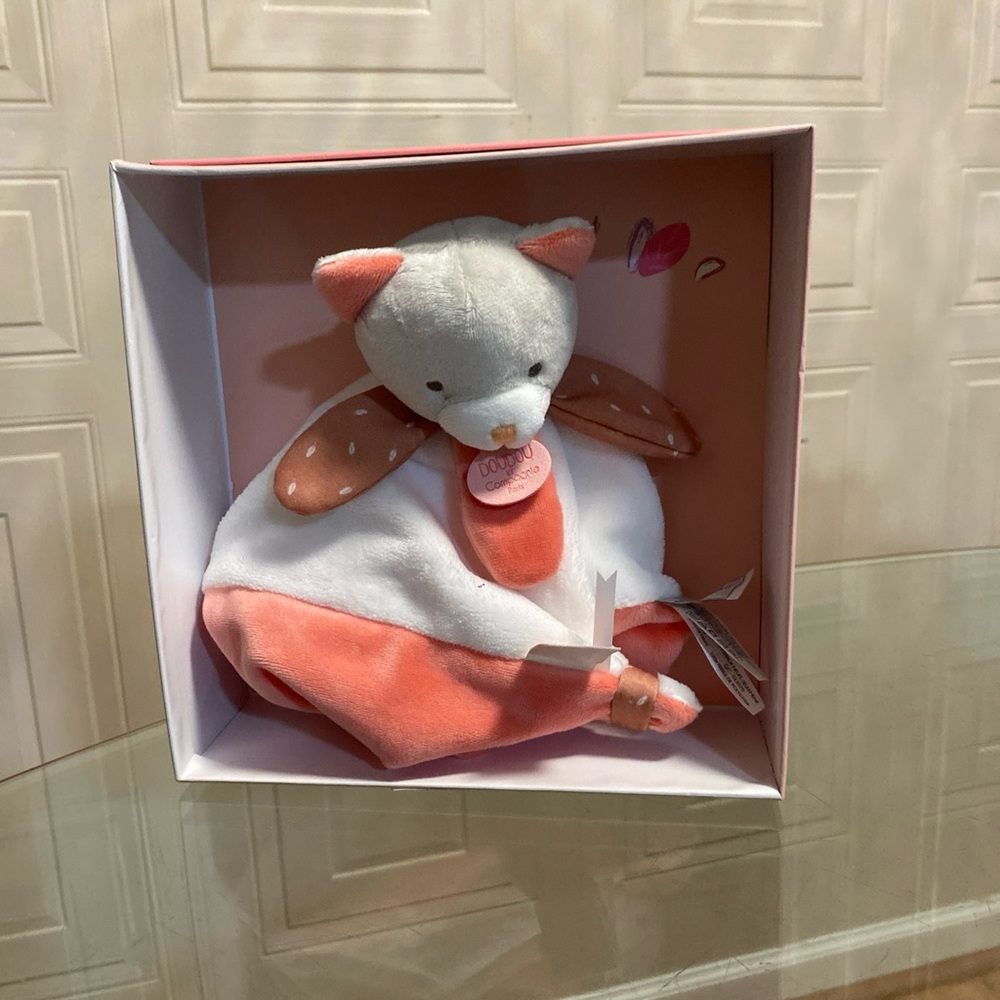 Doudou Et Compagnie Paris Soft Plush Kitty Cat Security Blanket Baby Lovey - HTF